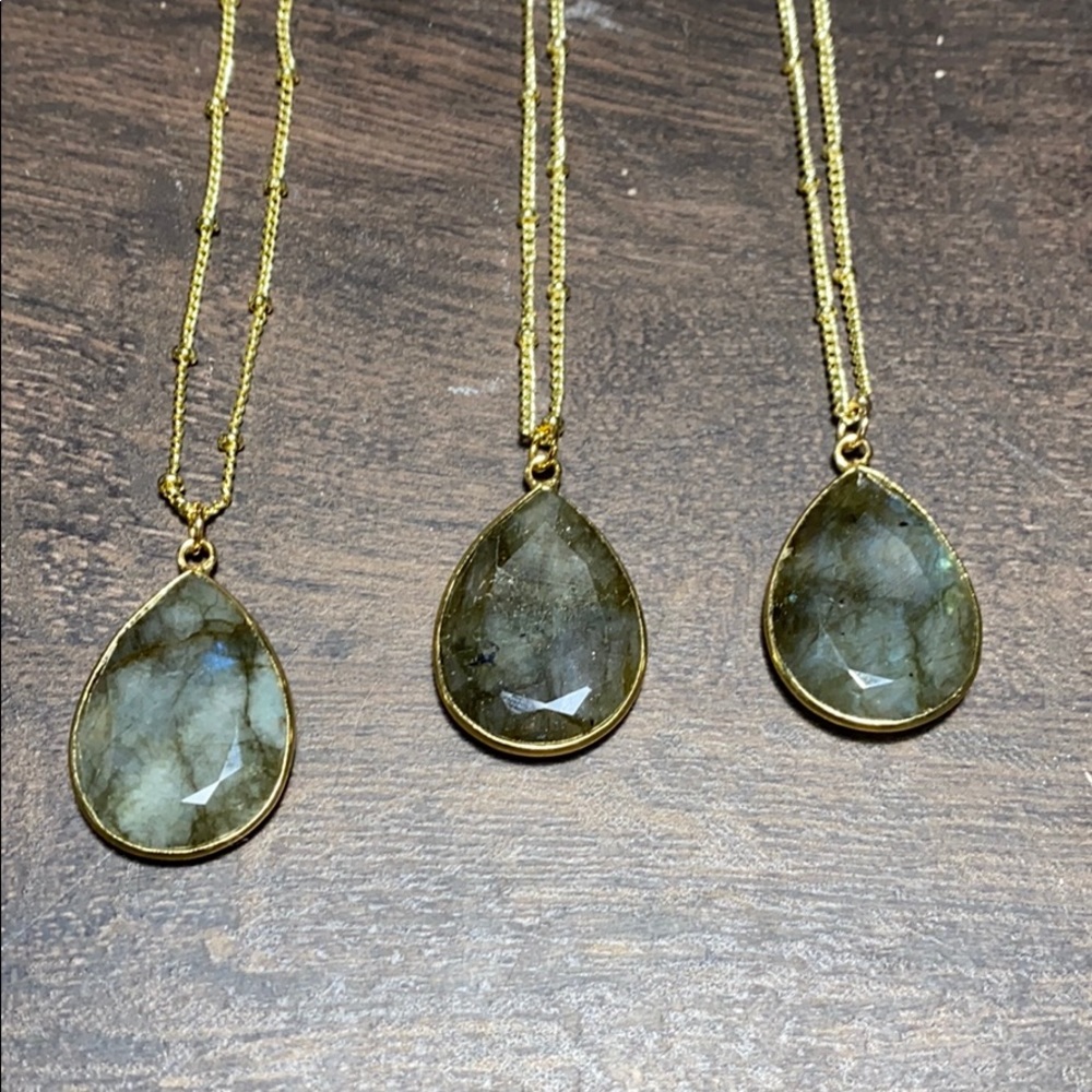 Ladradorite Nebula 14k Boho Necklace - Picture 3 of 8